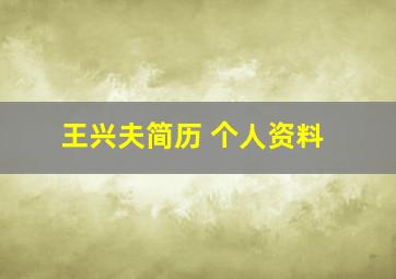 王兴夫简历 个人资料